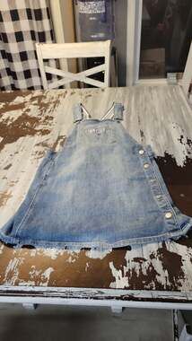 Tommy Jeans Light Wash Denim Overall Pinafore Dress